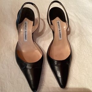 Black Manolo Blahnik Slingback 36.5